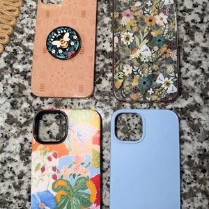 Stylish Floral and Solid iPhone 14 Case Set